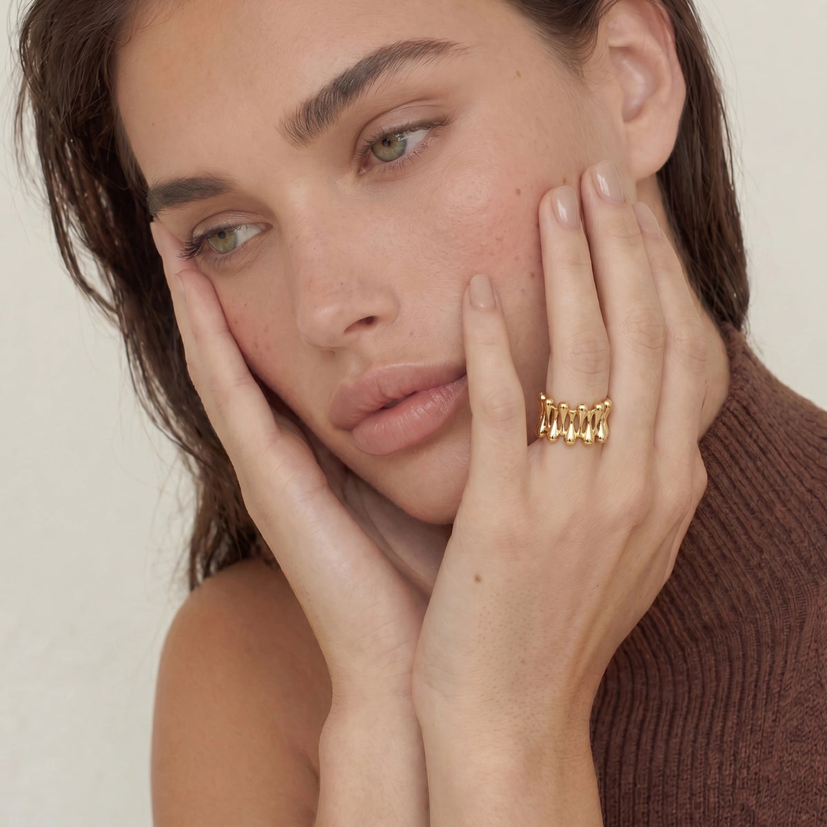 Golden Petal Sculpture Ring