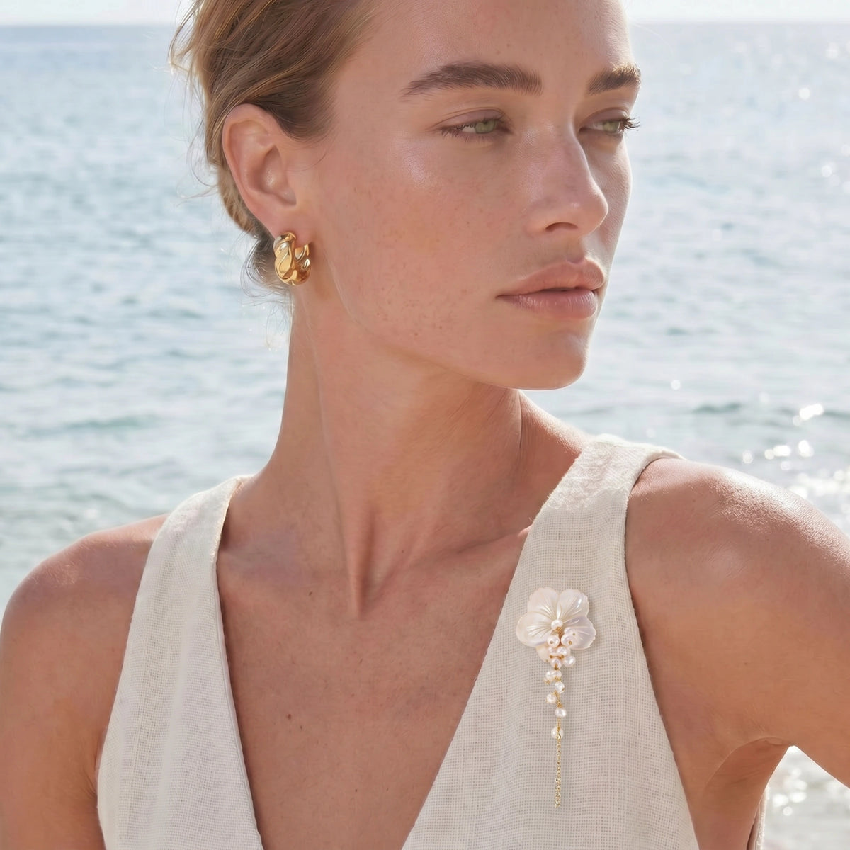 Pearl Cascade Pansy Brooch